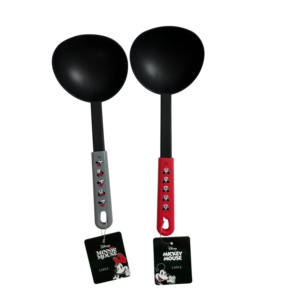 Disney Mickey and Minnie Mouse Ladle Set 2 Piece Red Grey Black New